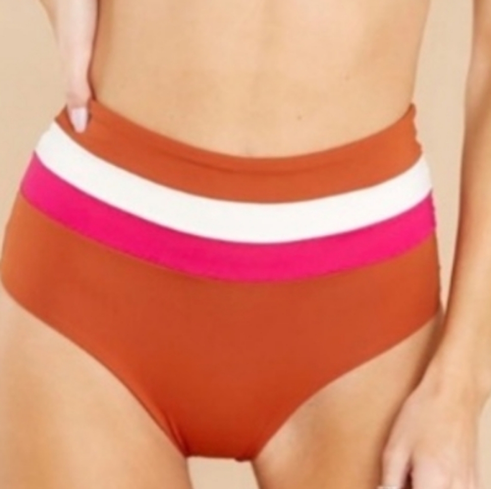 NWT L Space Women Anthropologie Portia Striped Bottom Swim sz S